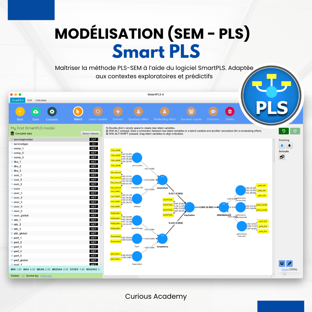 Logiciel SmartPLS, Modélisation Équations Structurelles (SEM - PLS)